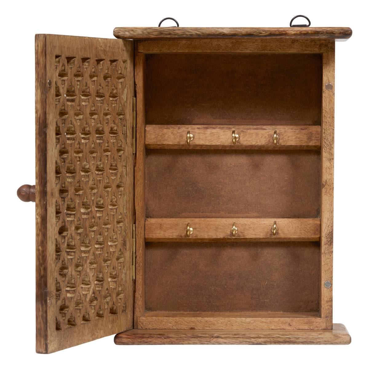 Boîte à clés rectangulaire en manguier CASSANDRE marron, ATMOSPHERA