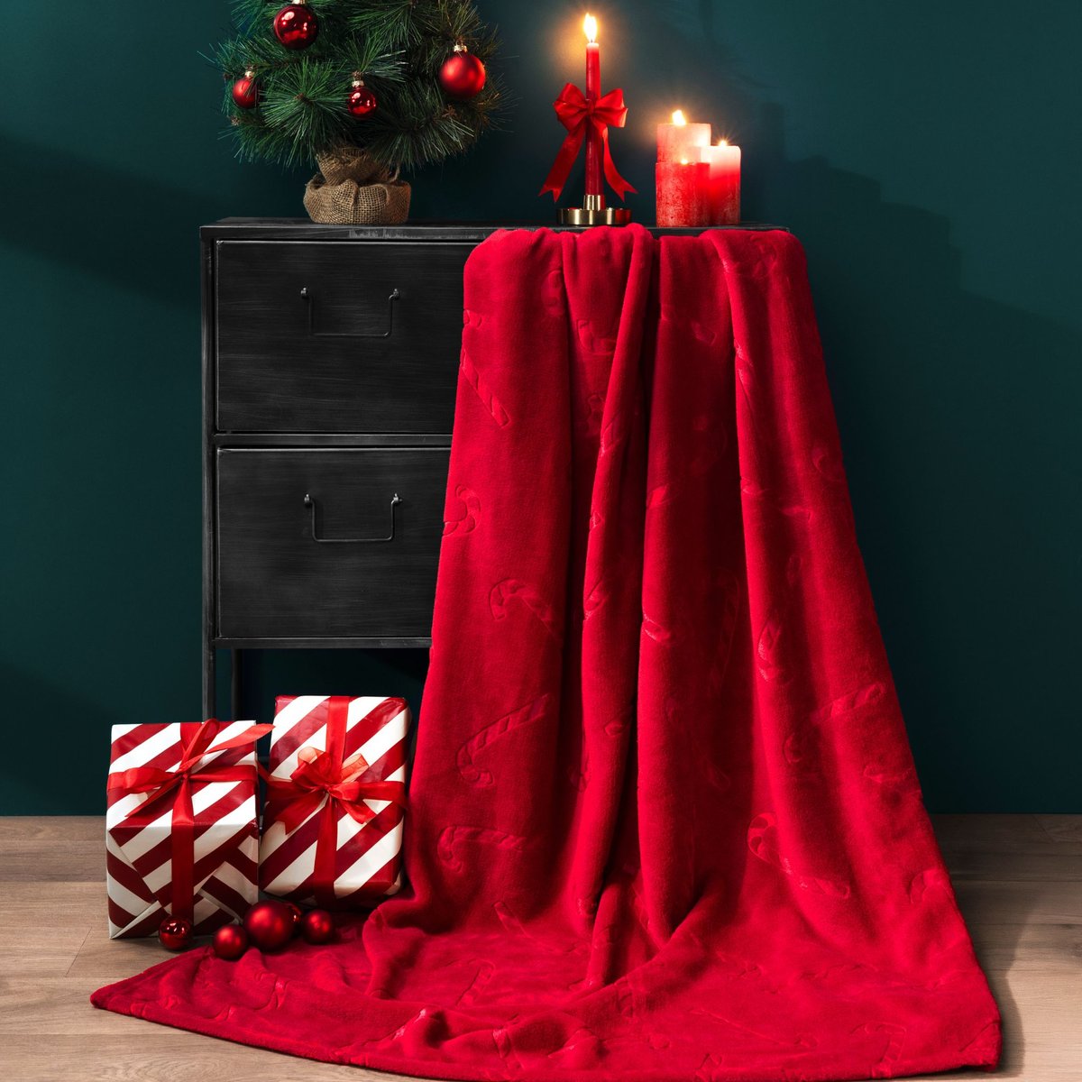 Plaid polaire chaud Sucre d'orge rouge, TERRE DE NUIT