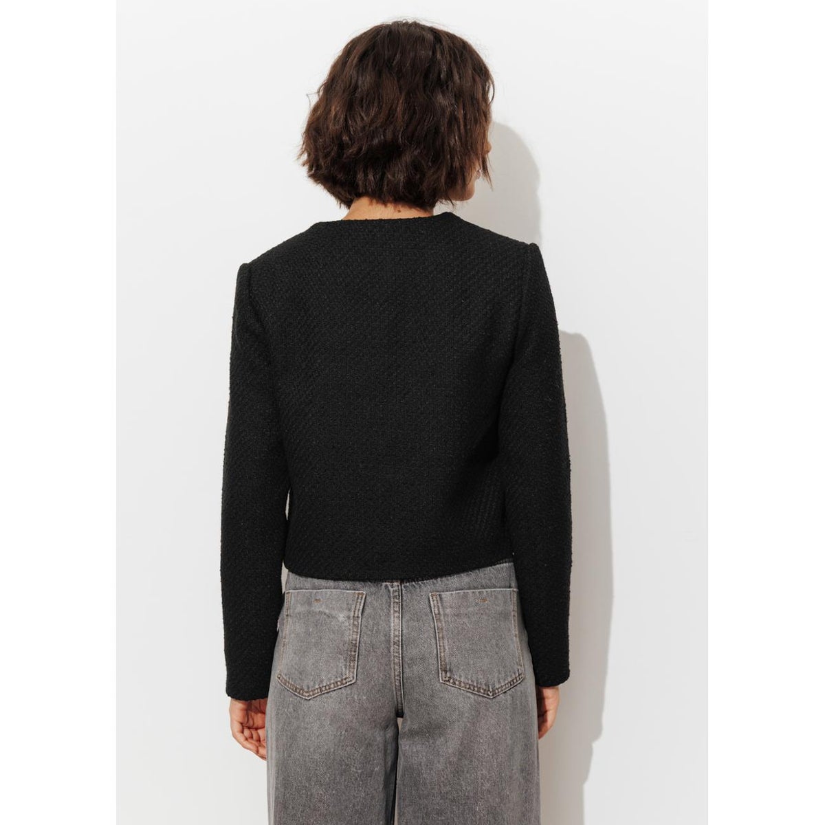 Veste boîte tweedée noir, PROMOD