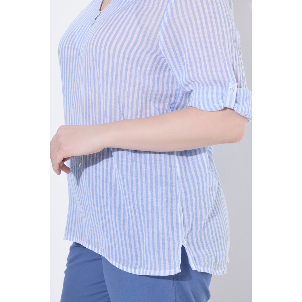 Tunique en crêpe de coton bleu tendre, ULLA POPKEN