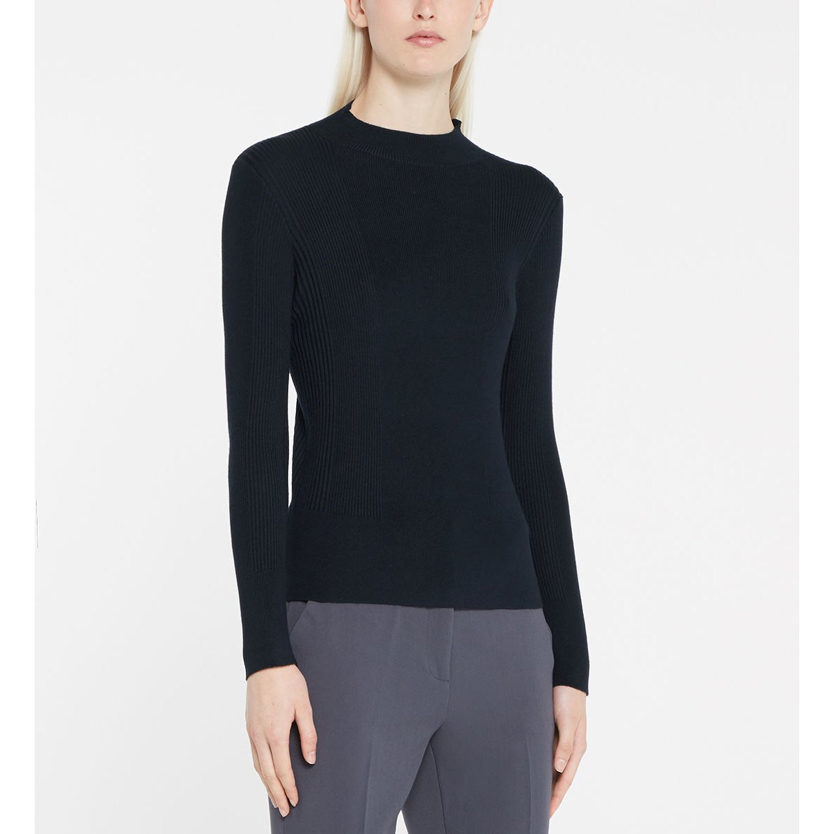 Pull bya ajusté côtelé ecovero® bleu marine, GALERIES LAFAYETTE