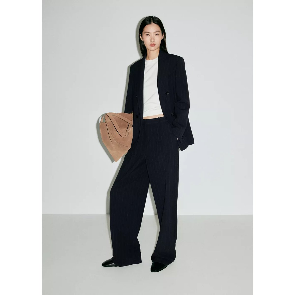 Blazer costume croisé bleu marine, MANGO