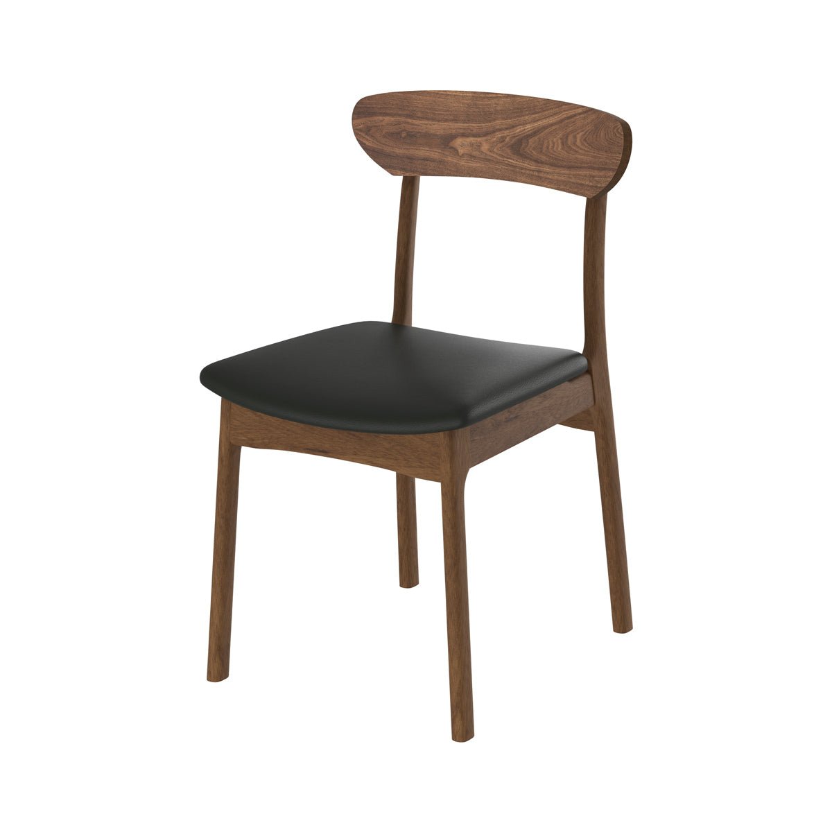 Lot de 2 chaises en cuir synthétique - LANA noir et bois foncé, MAISON PAVANE