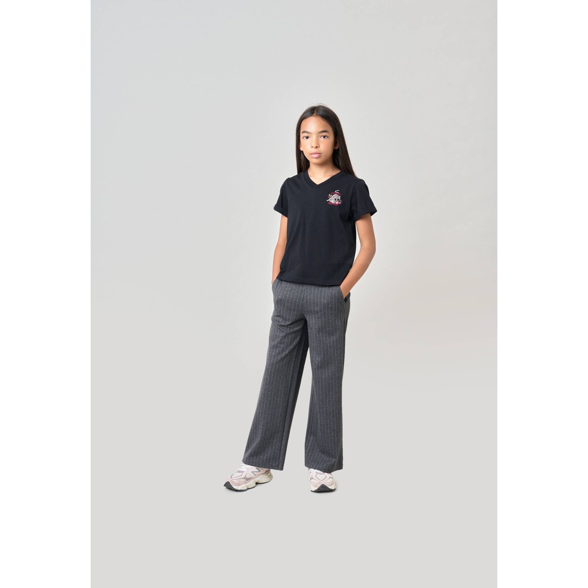 T-shirt regular fille en 100% coton imprimé graphique "fierce and free" ARMELA noir, DEELUXE