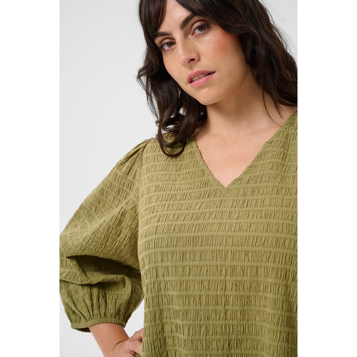 Blouse à manches longues vert aloe, KAFFE CURVE