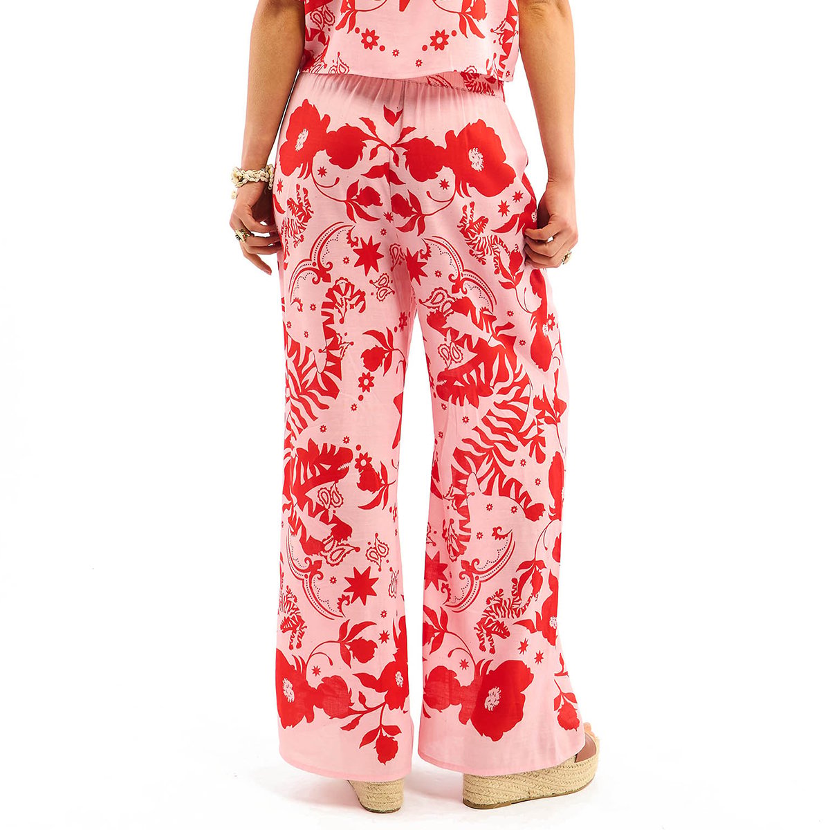 Pantalon fluide à motifs taille élastiquée JADENE rose, WILD
