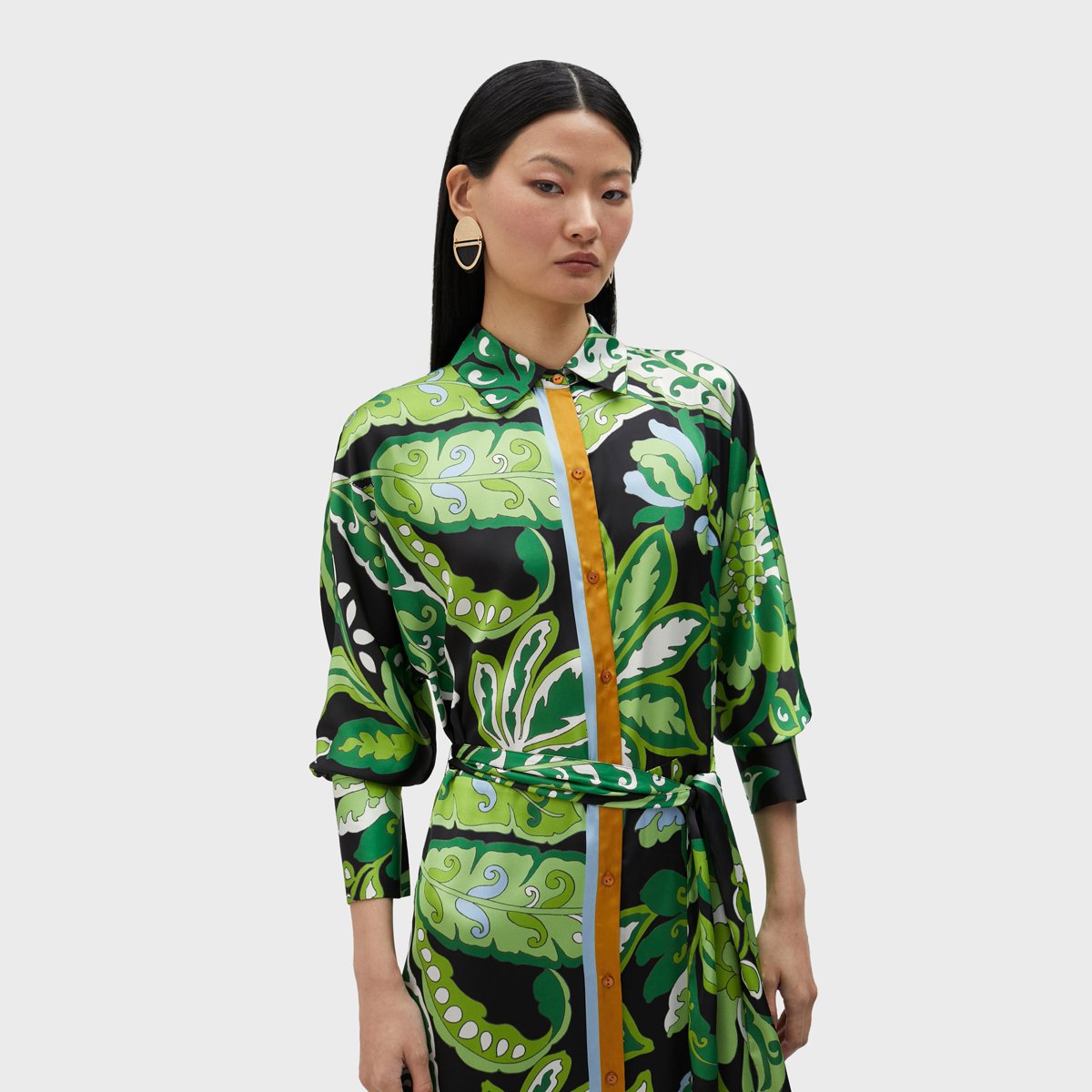 Robe chemise longue à boutons et manches longues noir, LOLA CASADEMUNT