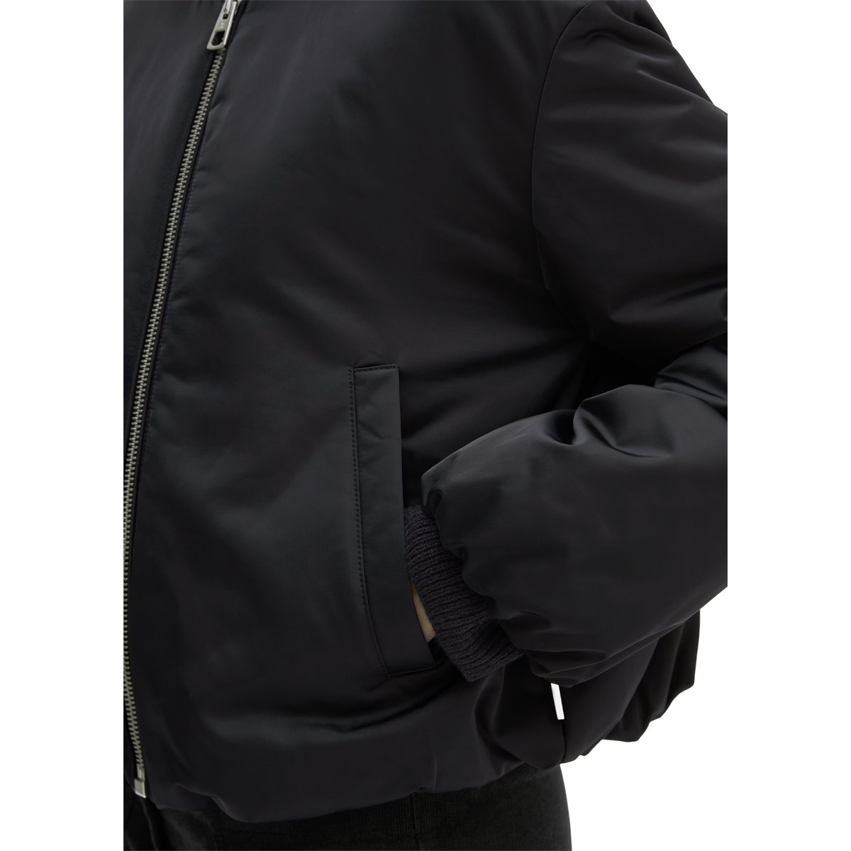 Blouson style aviateur regular cropped en polyester recyclé bleu, MARC O'POLO