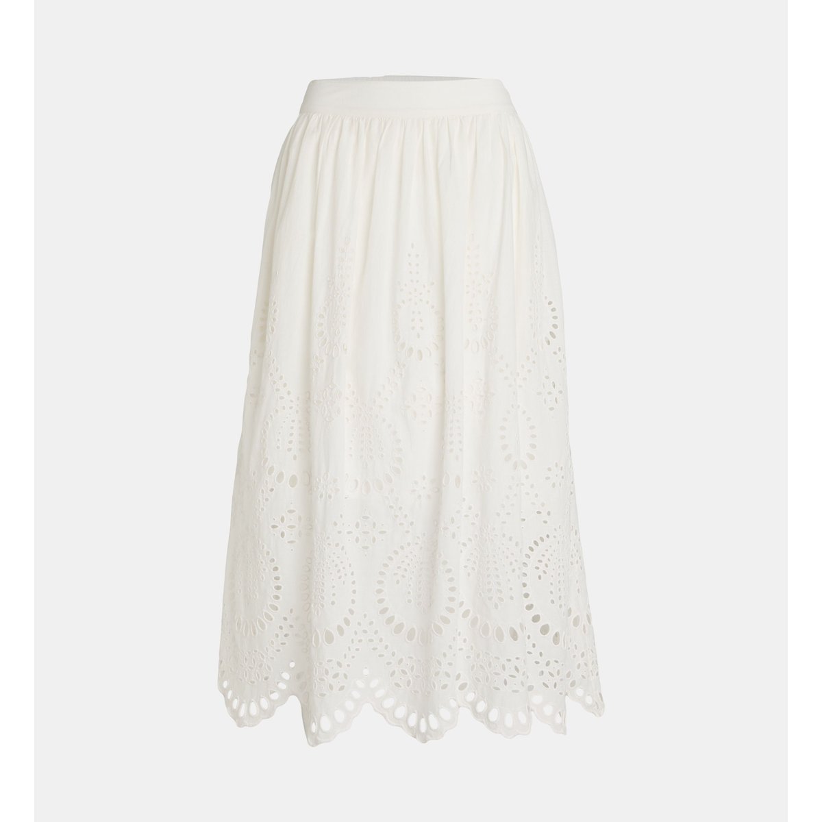 Jupe longue floreal schif broderies coton blanc, GALERIES LAFAYETTE