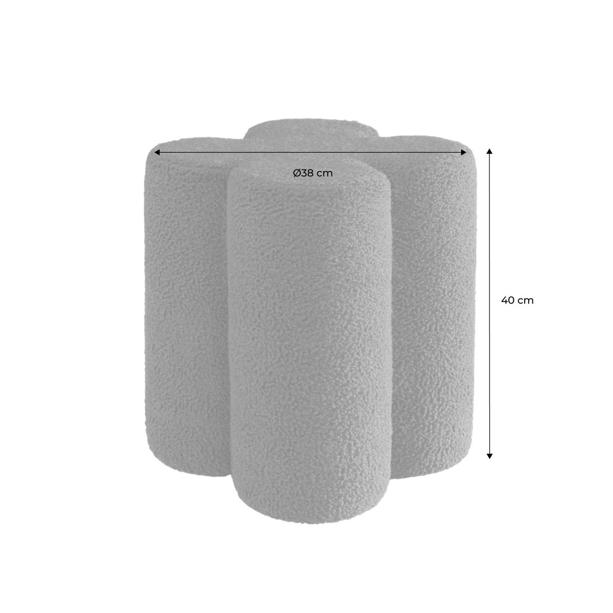 Pouf tabouret trèfle bouclette CLOVER blanc, SWEEEK
