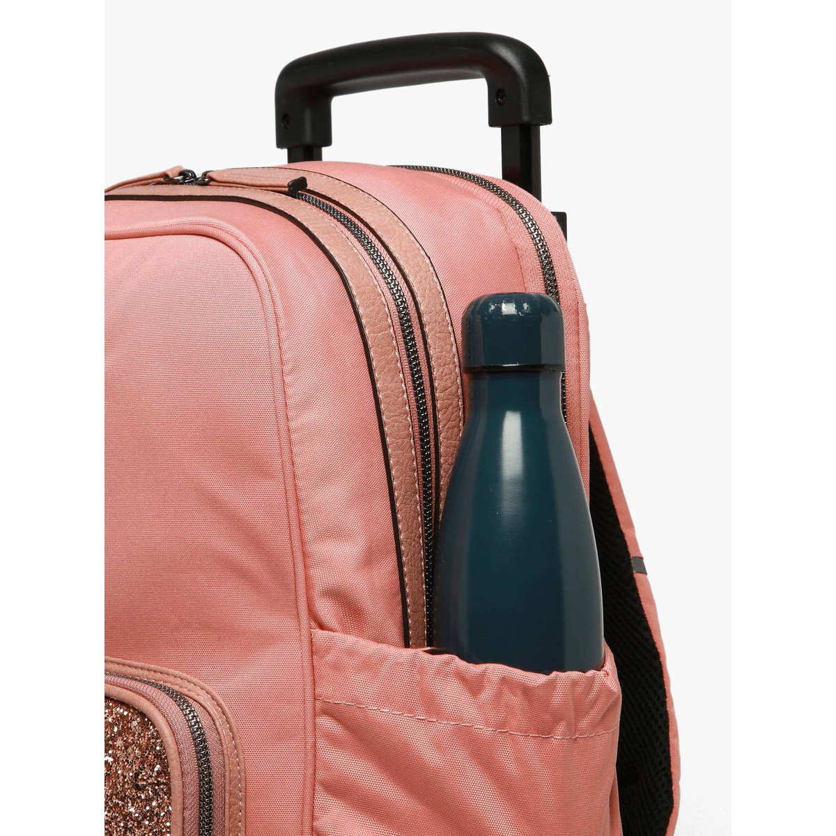 Sac a dos à roulettes 2 compartiments glossy pink, CAMELEON
