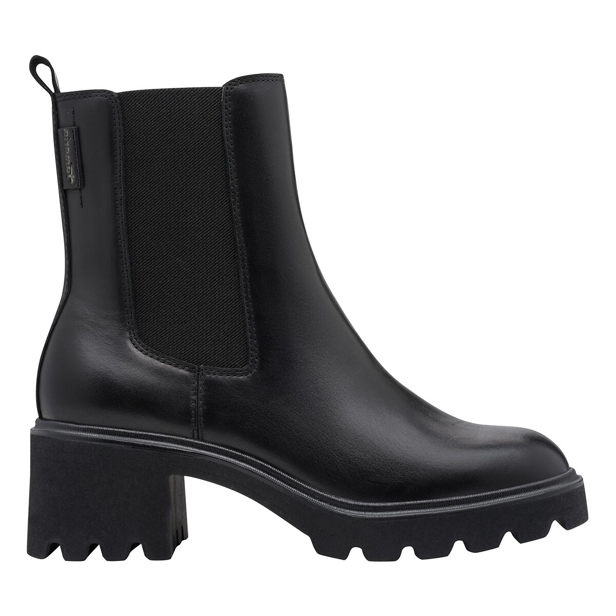 Bottines chelsea en cuir noir, TAMARIS