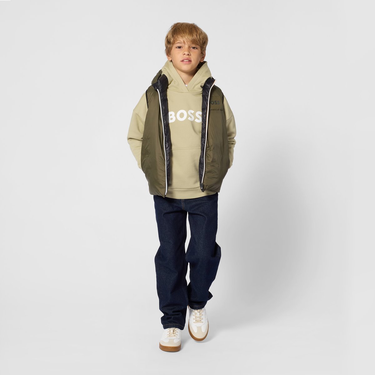 Doudoune réversible olive, BOSS KIDSWEAR