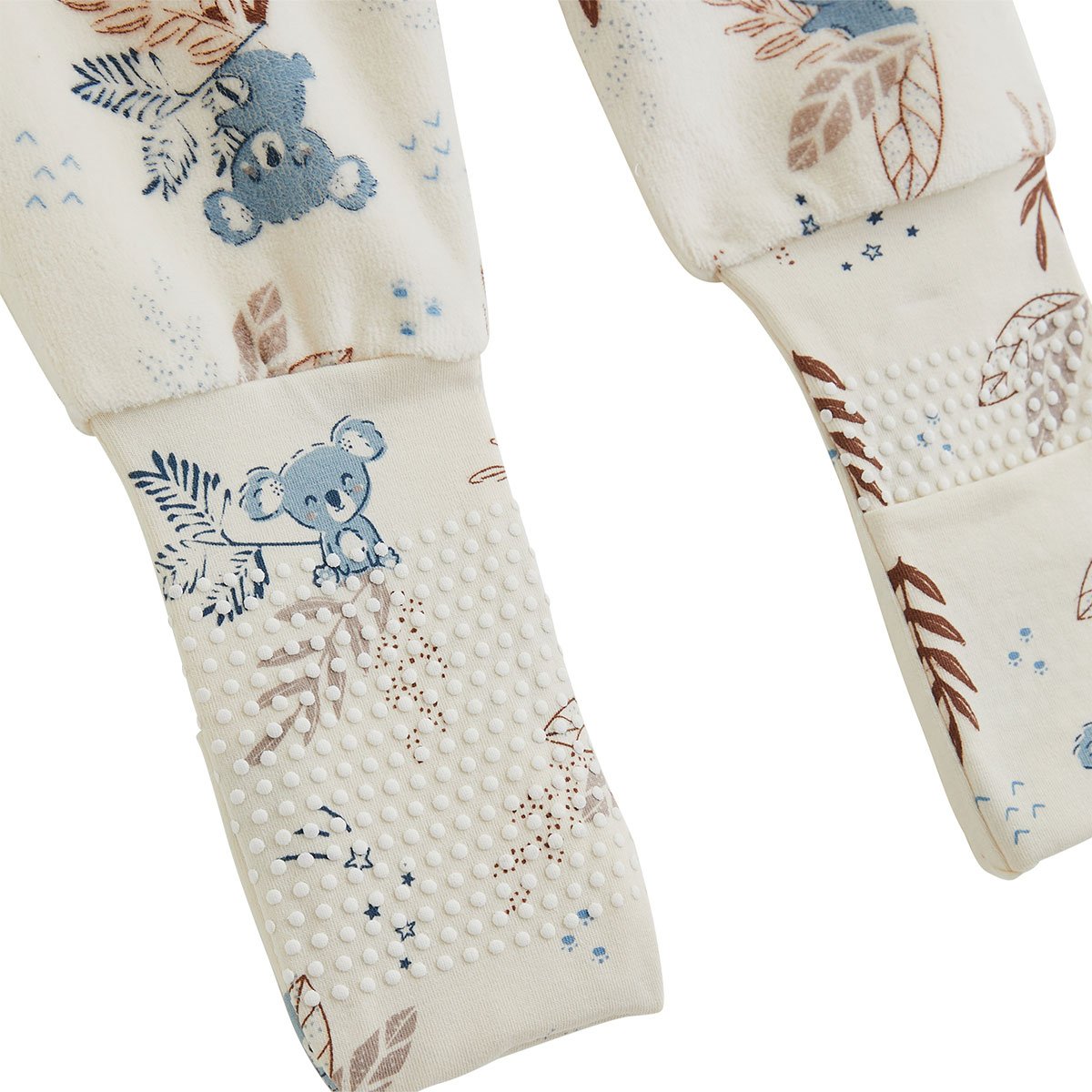 Lot de 2 pyjamas bébé 2 pièces en velours à pieds retroussables Mathéo marron, PETIT BEGUIN