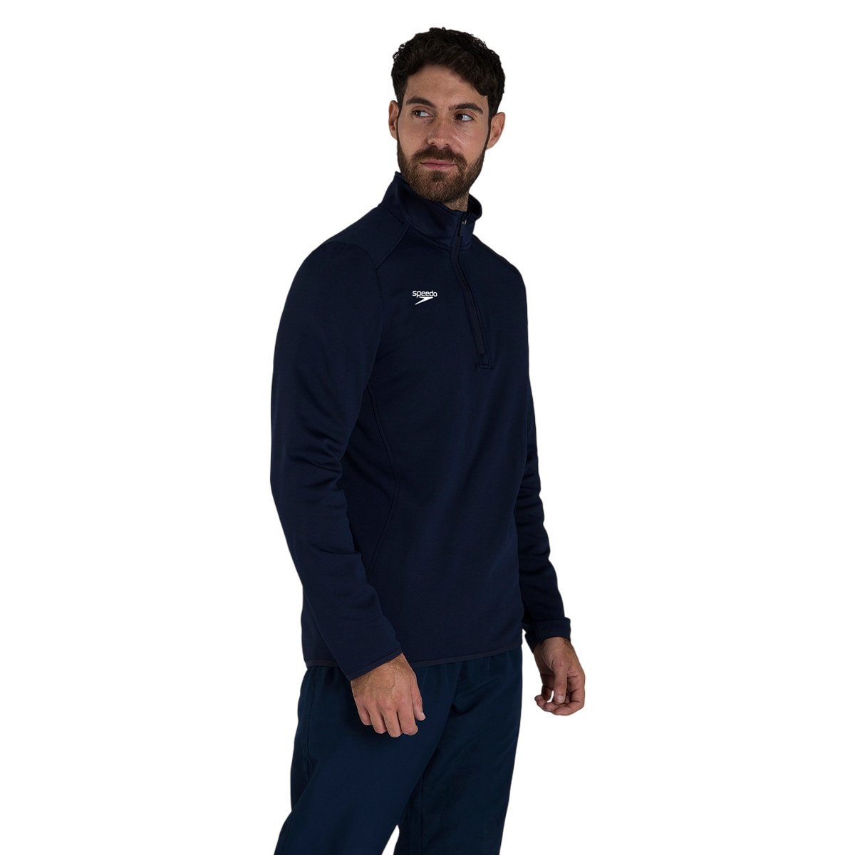 Haut de sport pour entraînement à col montant zippé CLUB bleu marine, SPEEDO