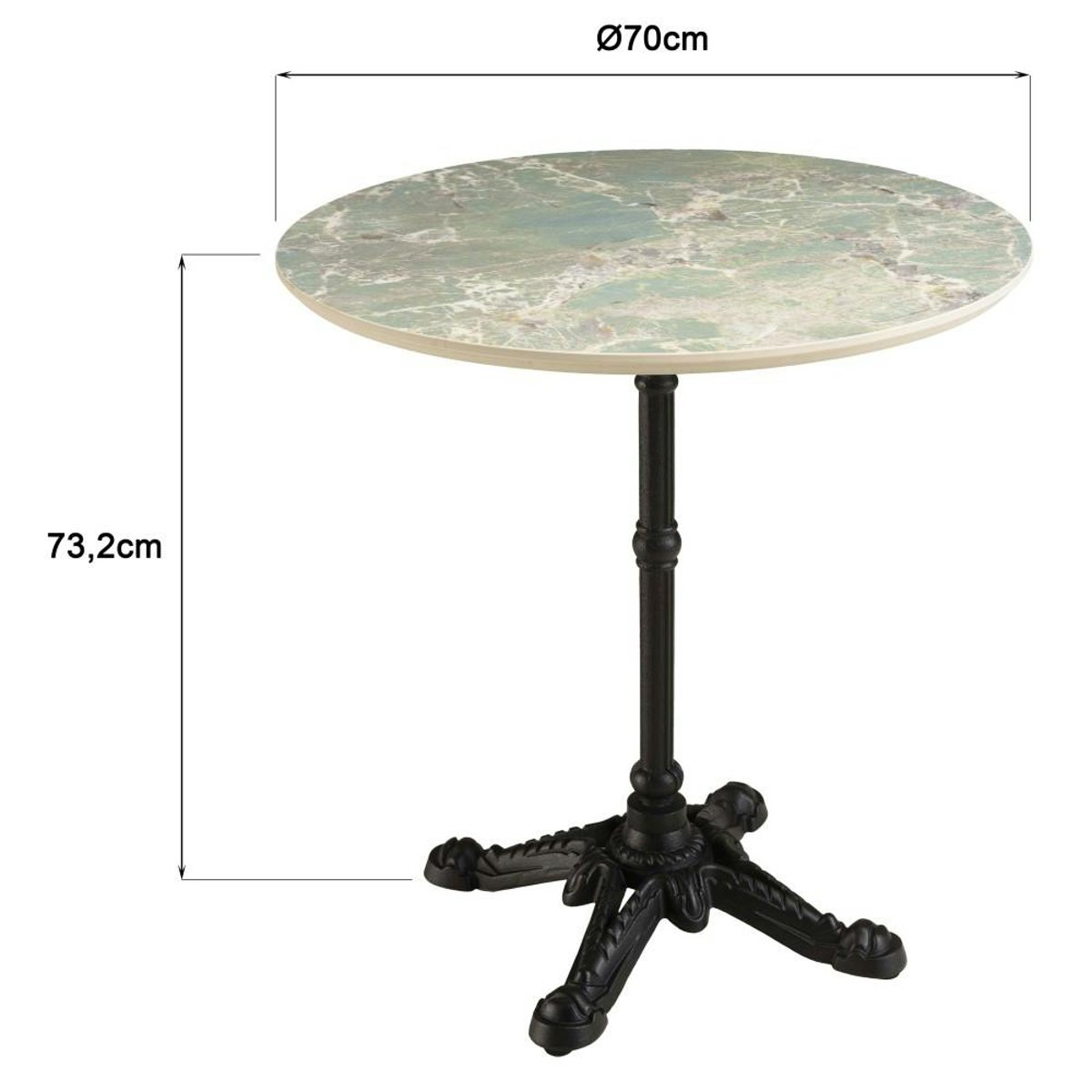 Table bistrot D70cm en céramique marbré vert BELLUNE vert, PIER IMPORT