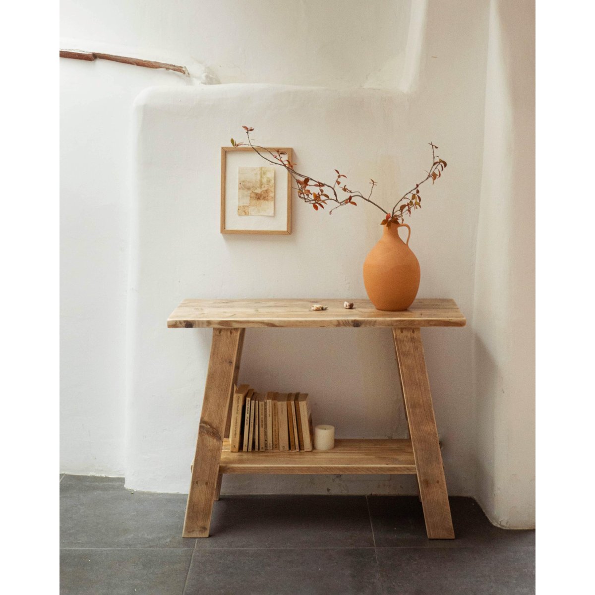 Console pin massif naturel 80x90x38 cm - MICHÈLE couleur unique, HANNUN