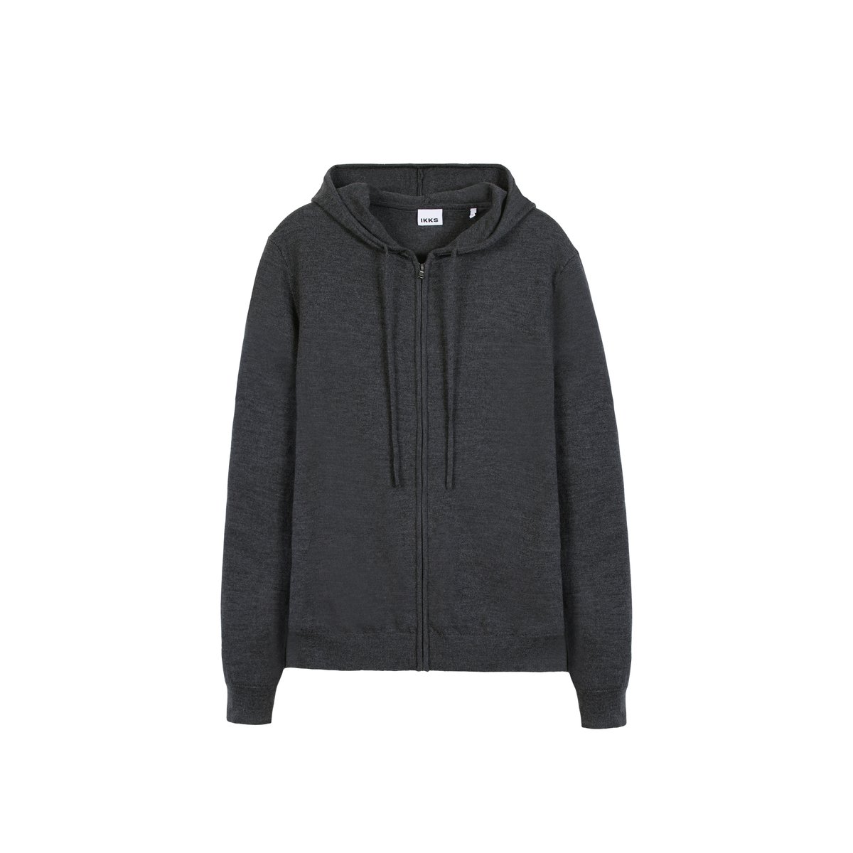 Cardigan à capuche tricot 100% laine gris foncé, IKKS