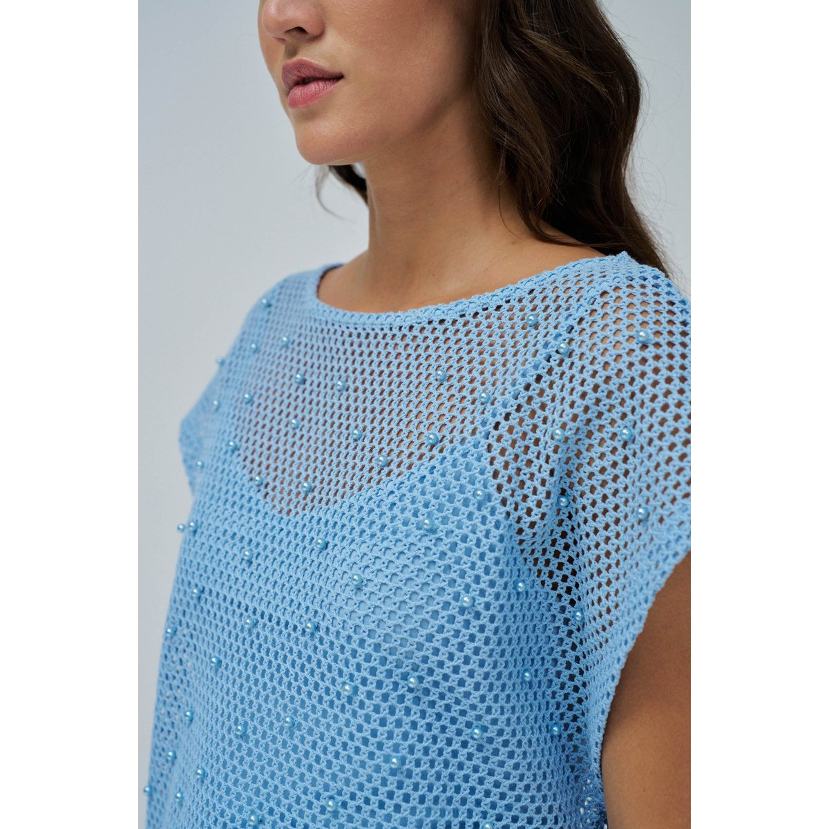 T-SHIRT EN CROCHET bleu marine, SALSA JEANS