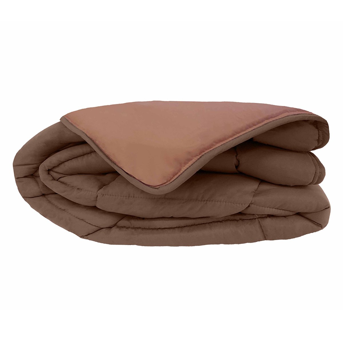 Couette chaude microfibre bicolore 400 gr/m2 marron chocolat, TOISON D OR