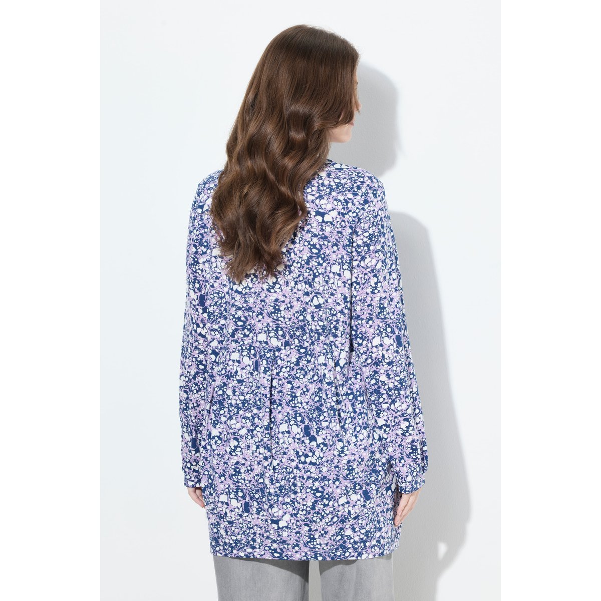 Blouse avec plis fantaisie bleu foncé, ULLA POPKEN