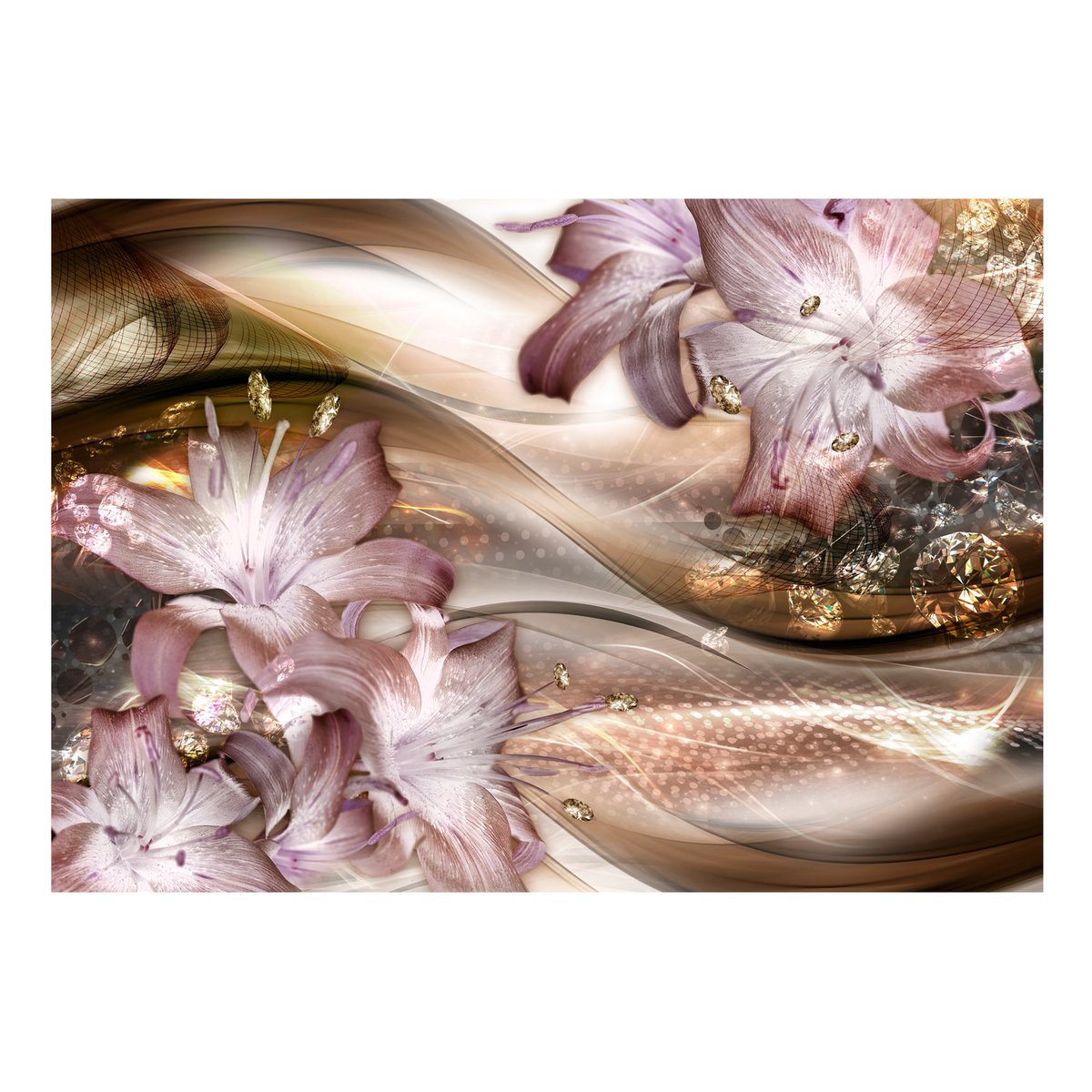 Papier peint intissé panoramique Abstractions Lilies on the Wave (Brown) violet, EDEN