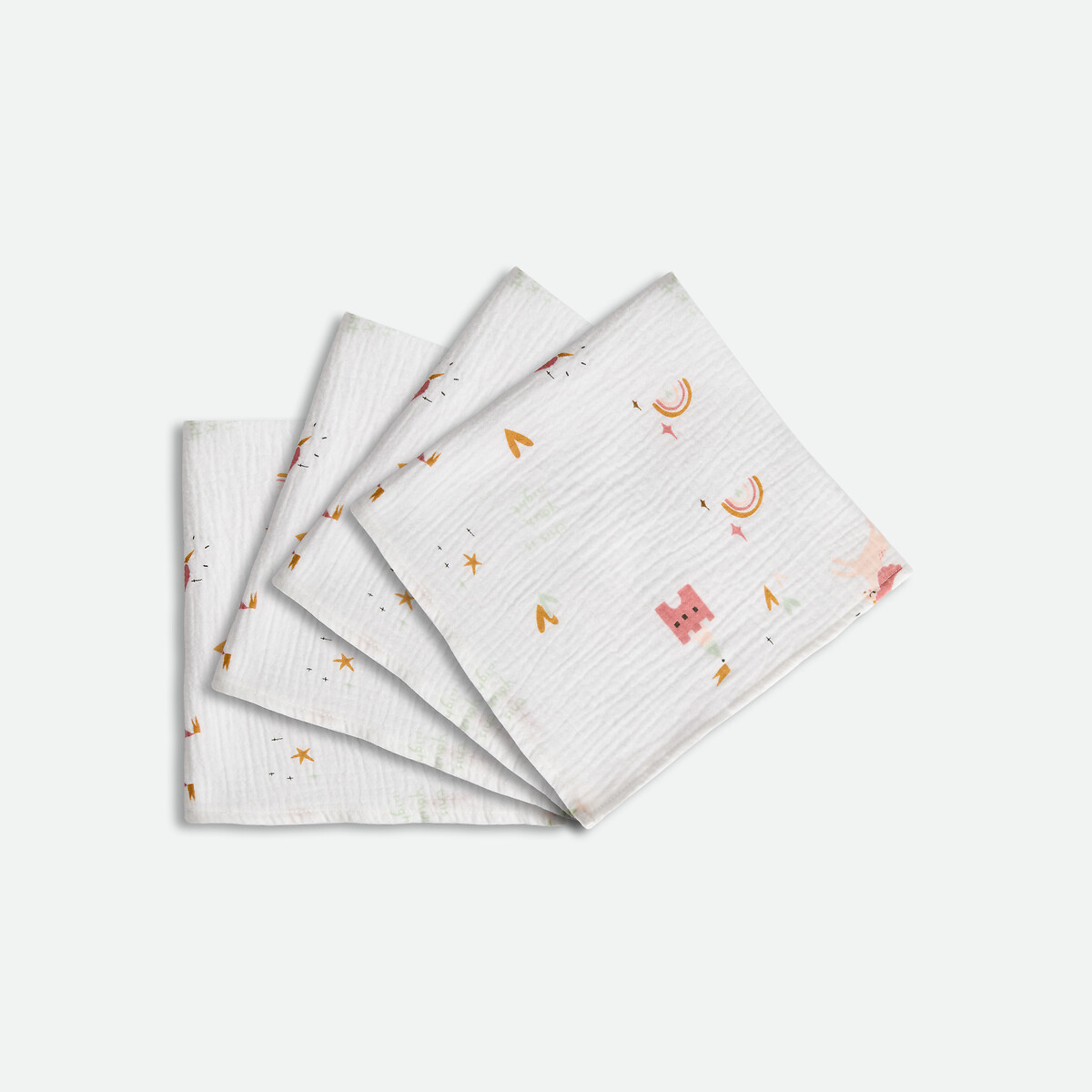 Lote de 4 muselinas estampadas de gasa de algodón, CHATEAU LICORNE estampado, LA REDOUTE INTERIEURS