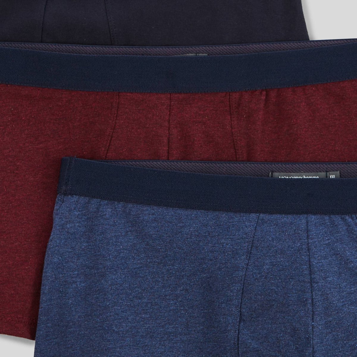 Lot de 3 boxer en coton BIO GOTS bleu/marine, MONOPRIX
