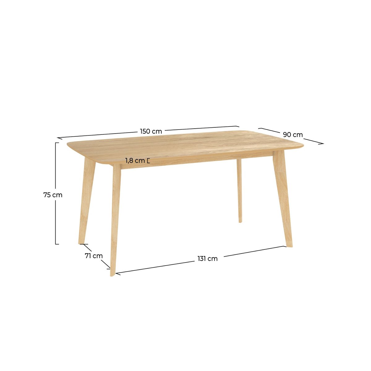 Table rectangulaire 6 personnes en bois 150 cm - OMAN bois clair, MAISON PAVANE