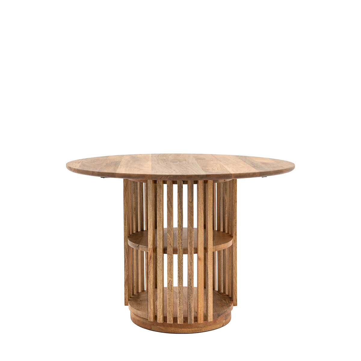 Harora Slatted Mango Wood Dining Table with Storage Shelves (Seats 4) acacia, SO'HOME