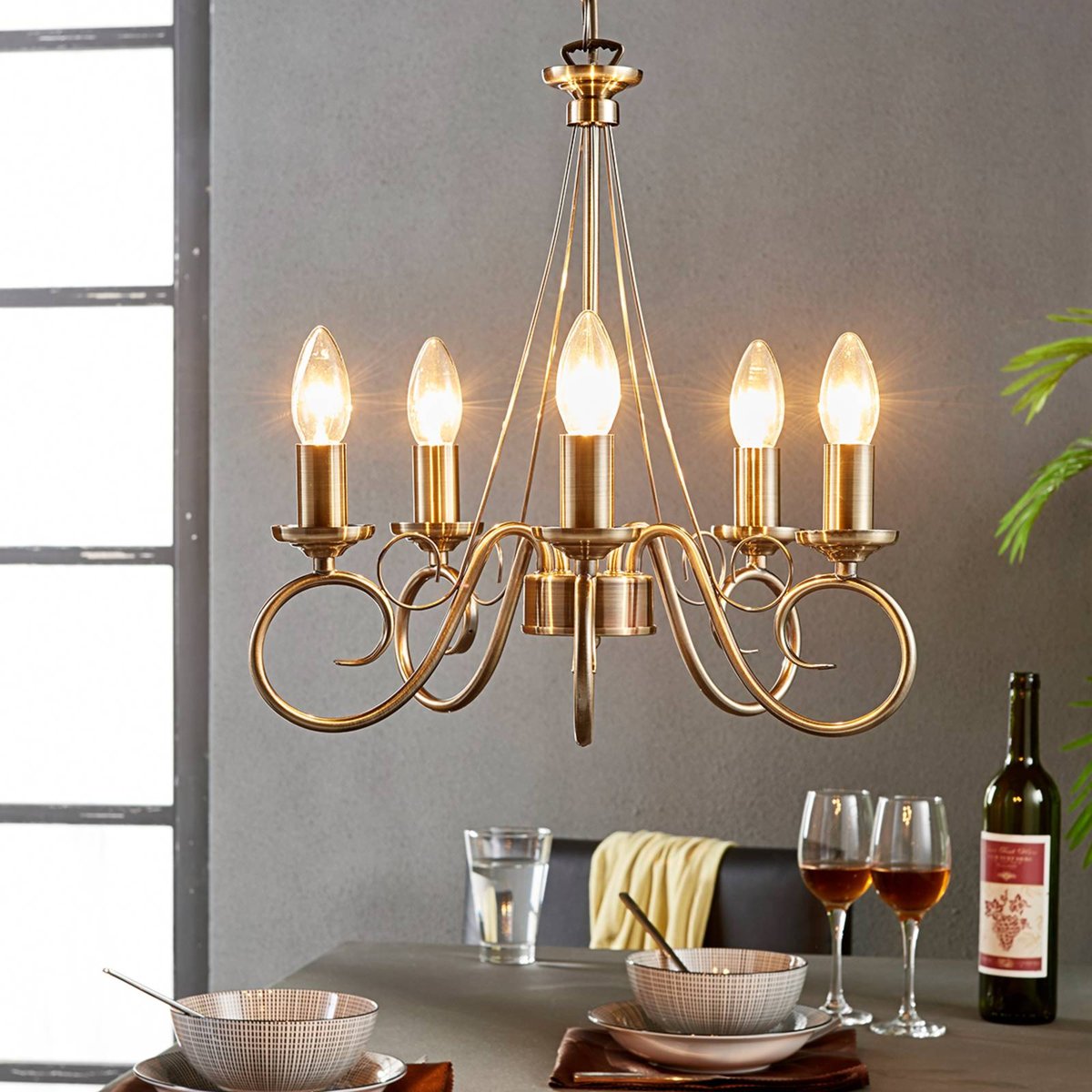 Lustre en métal antique, Marnia laiton ancien, LINDBY