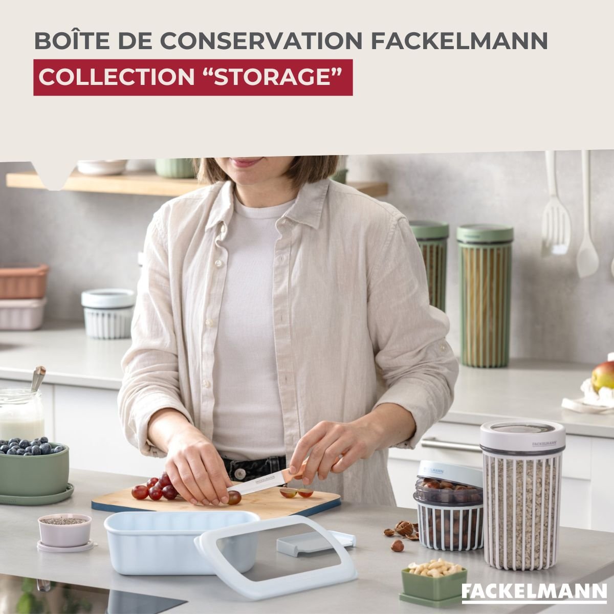 Boite à Provisions 0,5 Litre STORAGE transparent,bleu, FACKELMANN