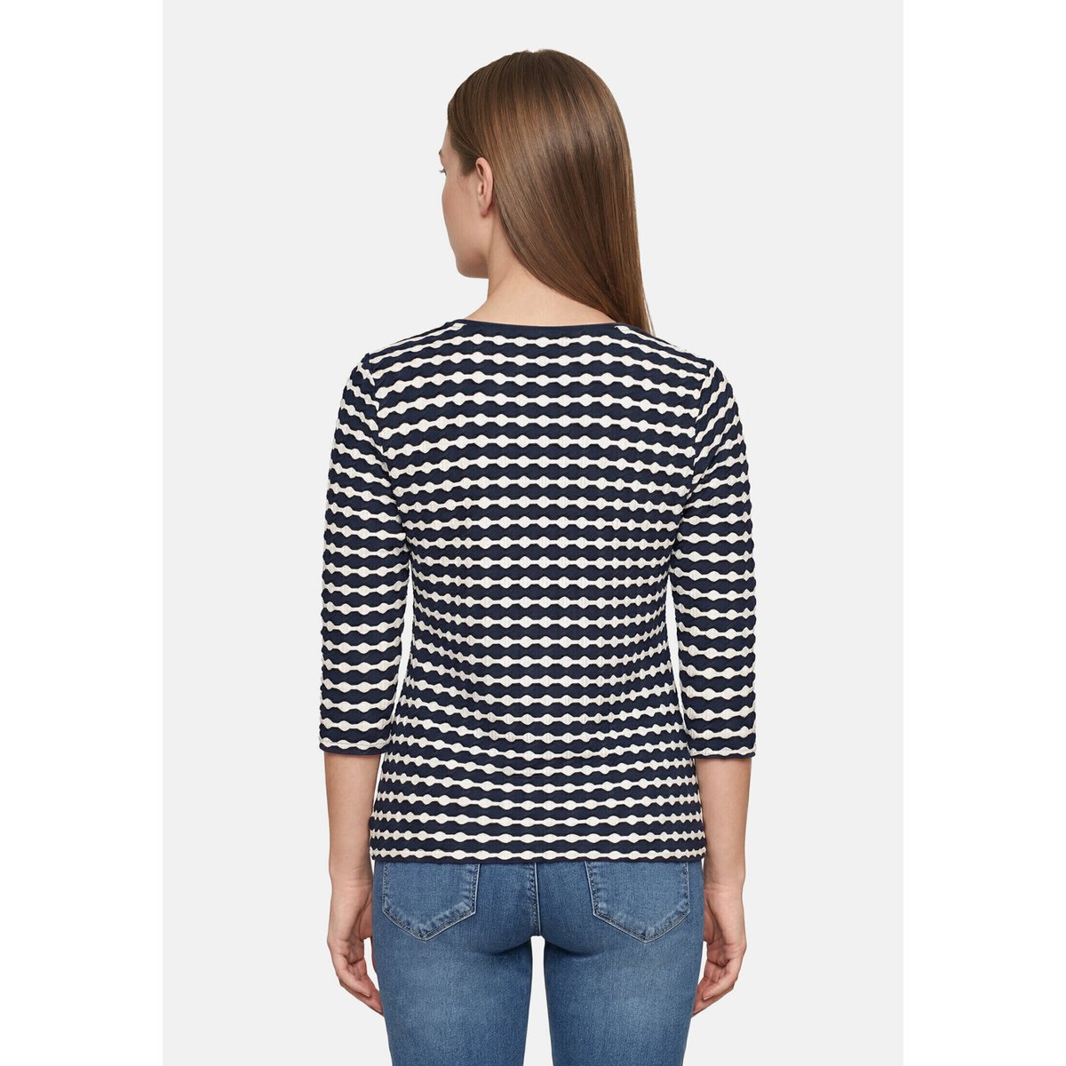 T-shirt basique à encolure ronde bleu/blanc, BETTY BARCLAY
