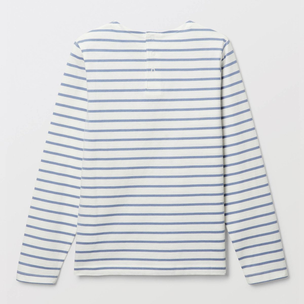 T-shirt manches longues rayé et brodé en coton ecru, MONOPRIX