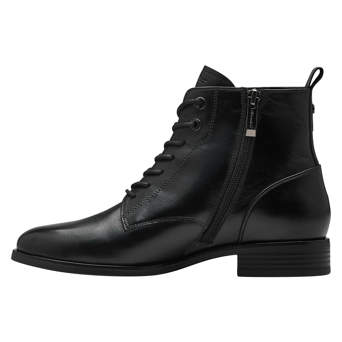 Lace-Up Ankle Boots in Leather black, TAMARIS