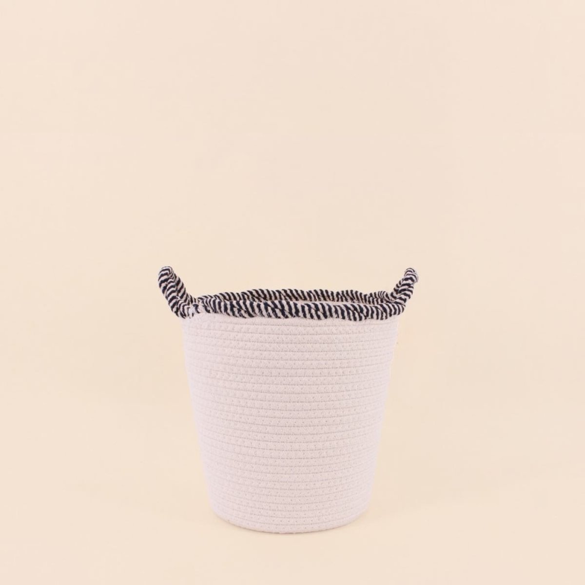 Set de 2 paniers ronds en corde de coton finition vague beige, ORNAMI