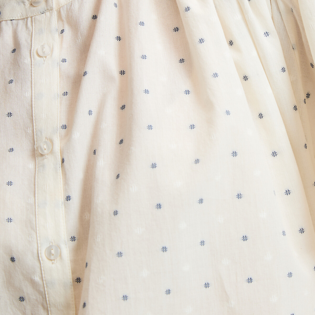 Blouse col mao oversize en coton brodé, Signature BERTHE ivoire brodé, LA REDOUTE COLLECTIONS