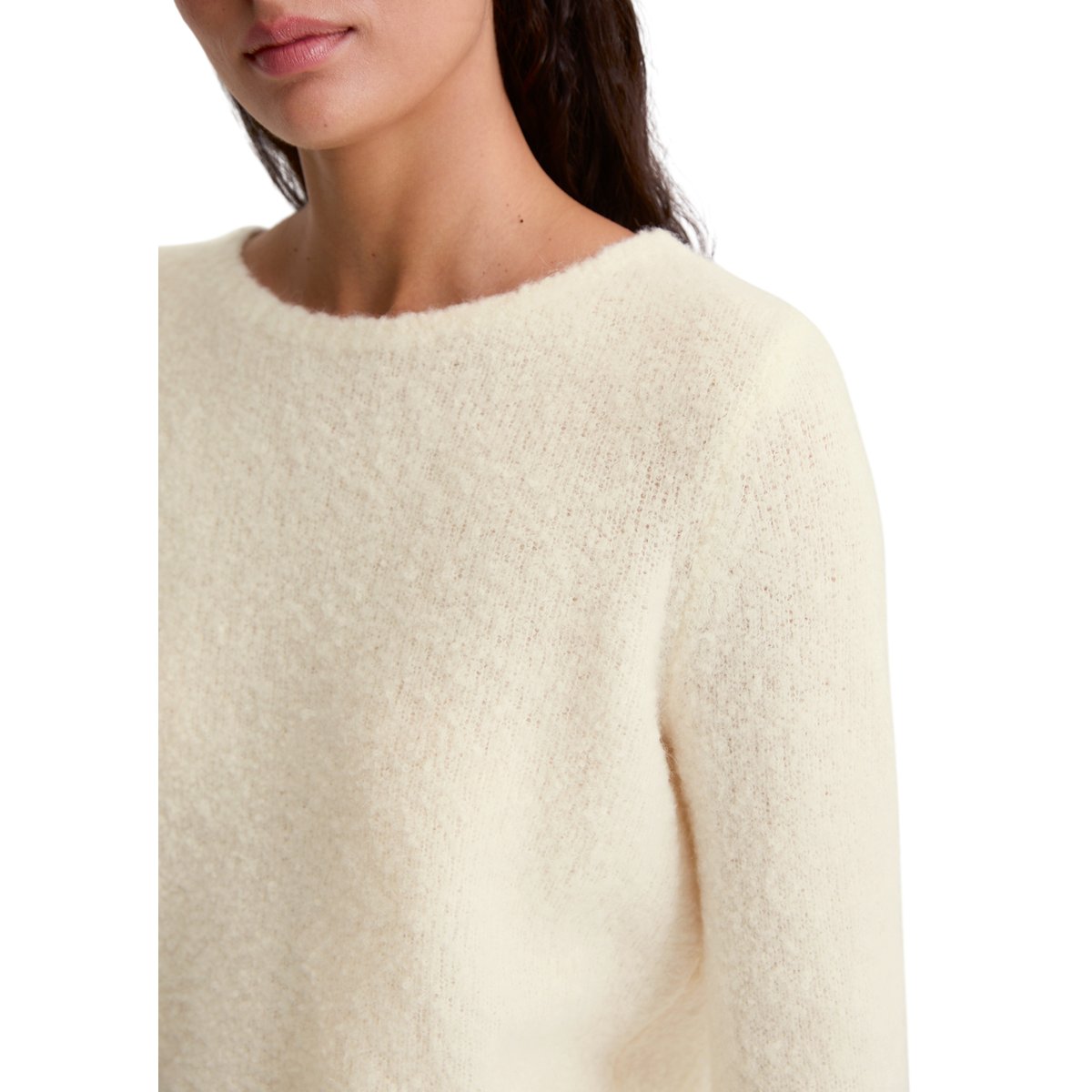 Pull bouclette regular en mélange de laine vierge et de laine d'alpaga blanc, MARC O'POLO