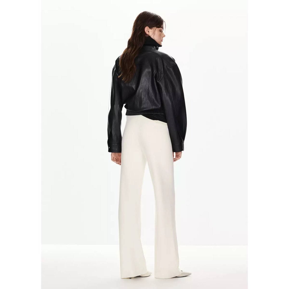 Pantalon droit maille fine écru, MANGO