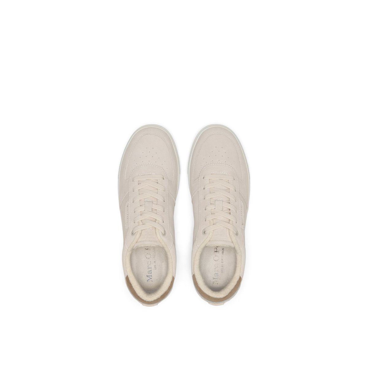 Baskets en cuir velours avec doublure en éponge beige, MARC O'POLO