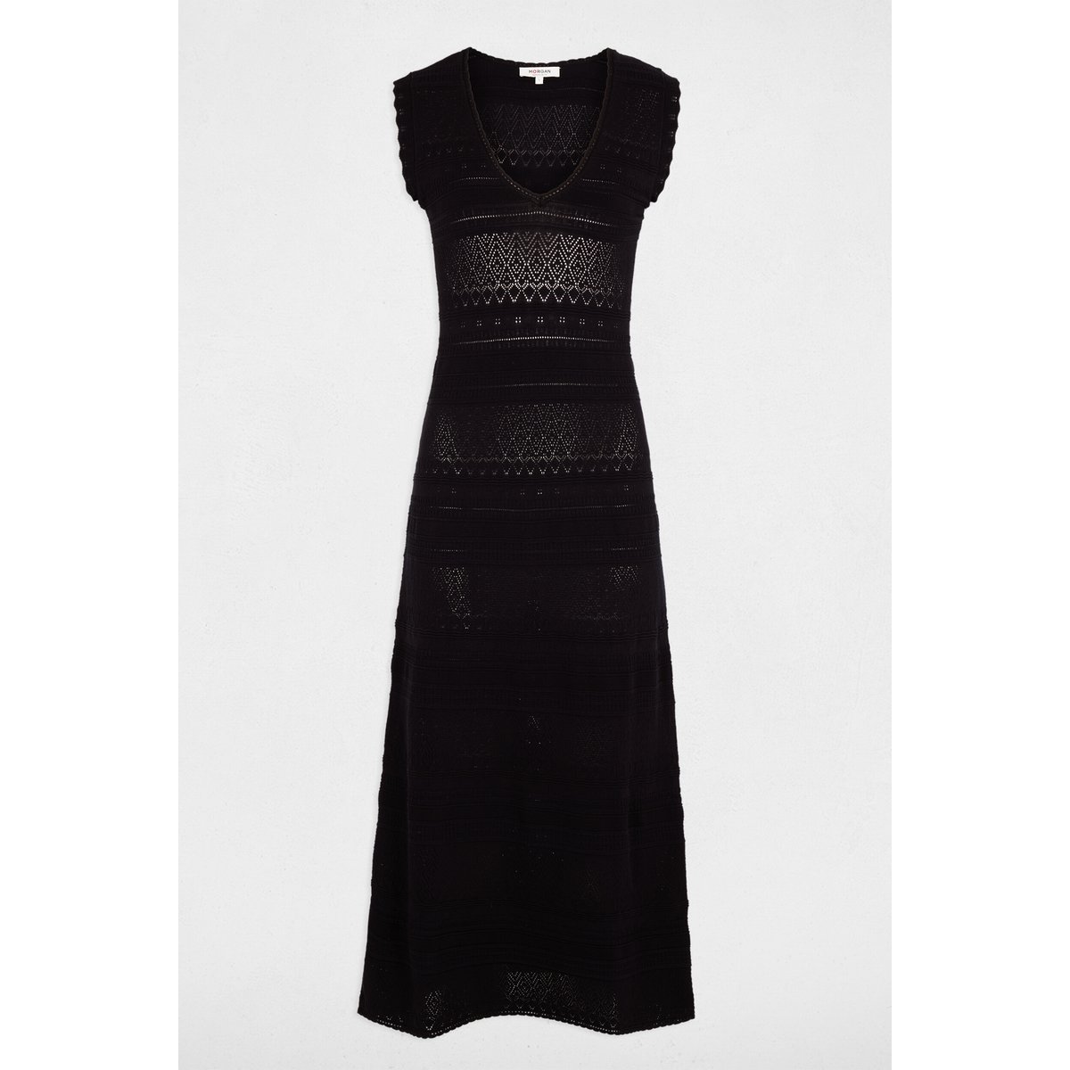 Robe tricot longue ajustée bleu marine, MORGAN