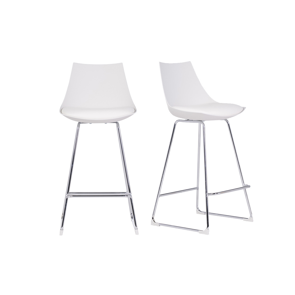 Tabourets de bar design 65 cm (lot de 2) JUNE blanc, MILIBOO