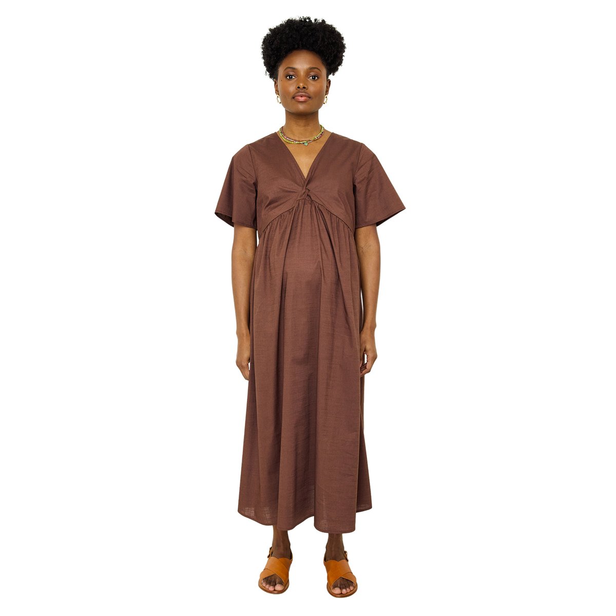Robe longue mi mollet grossesse chocolat, VERTBAUDET