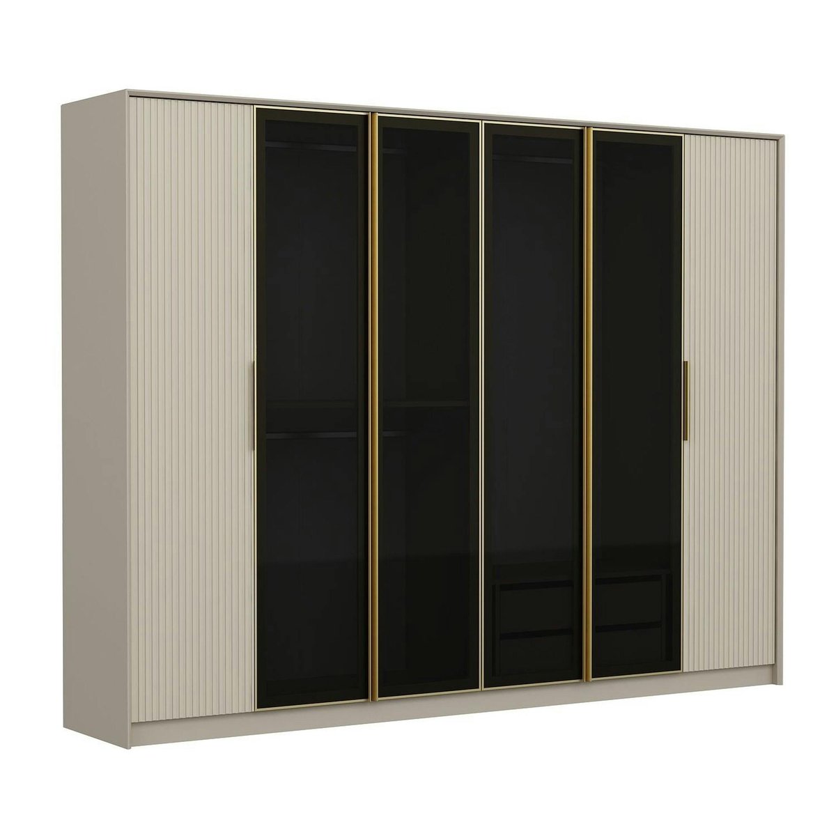 Armoire dressing blanc 4 portes verre H 210 cm BYRON blanc, PIER IMPORT