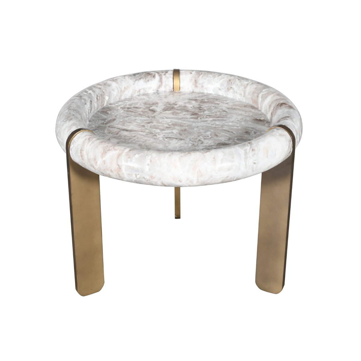 Petite table basse en marbre et métal PROSPER beige, SIGNATURE
