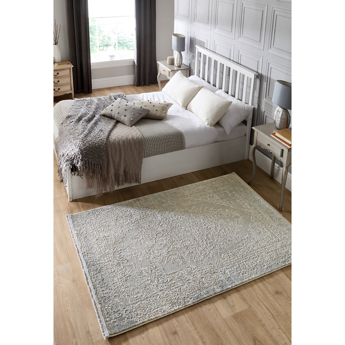 Faded Distressed Traditional Antique Style Rug grey, SO'HOME