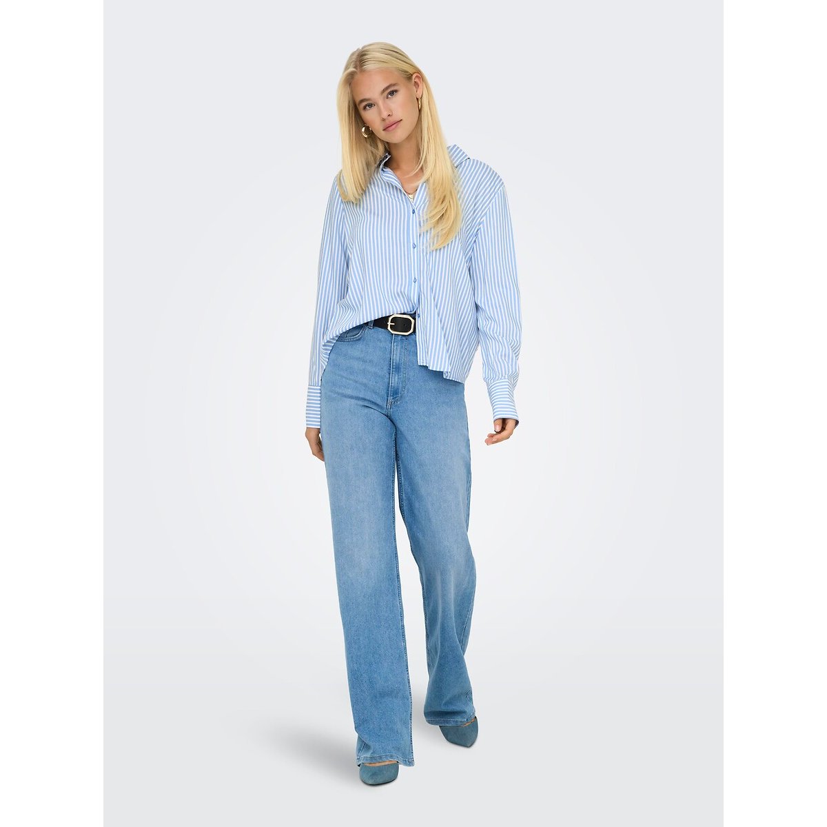 Striped Shirt sky blue/white, ONLY