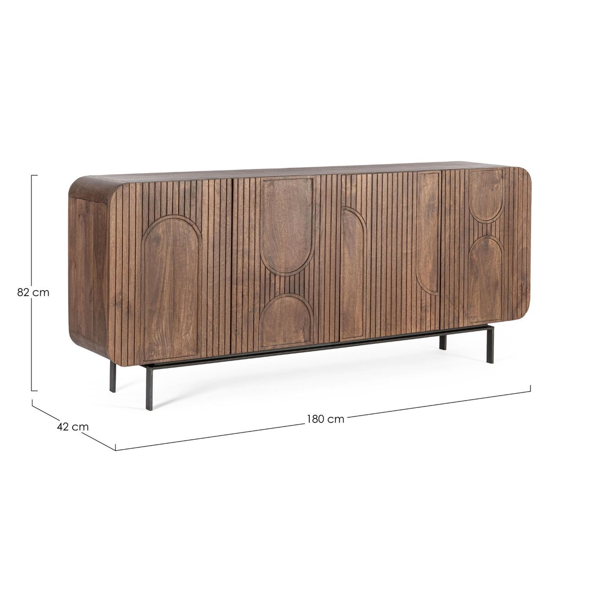Buffet en bois de manguier 4 portes L180 - AGRA bois foncé, HELLIN, DEPUIS 1862