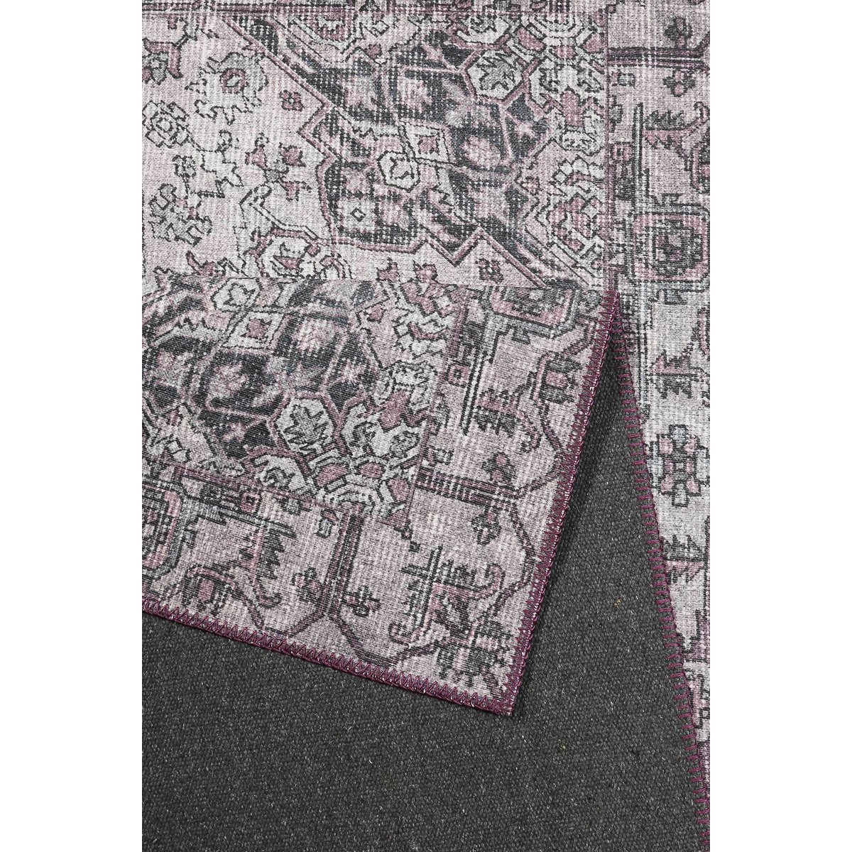Tapis plat motif vintage ,  SYNCHRONIZE lilas/gris, WECON HOME