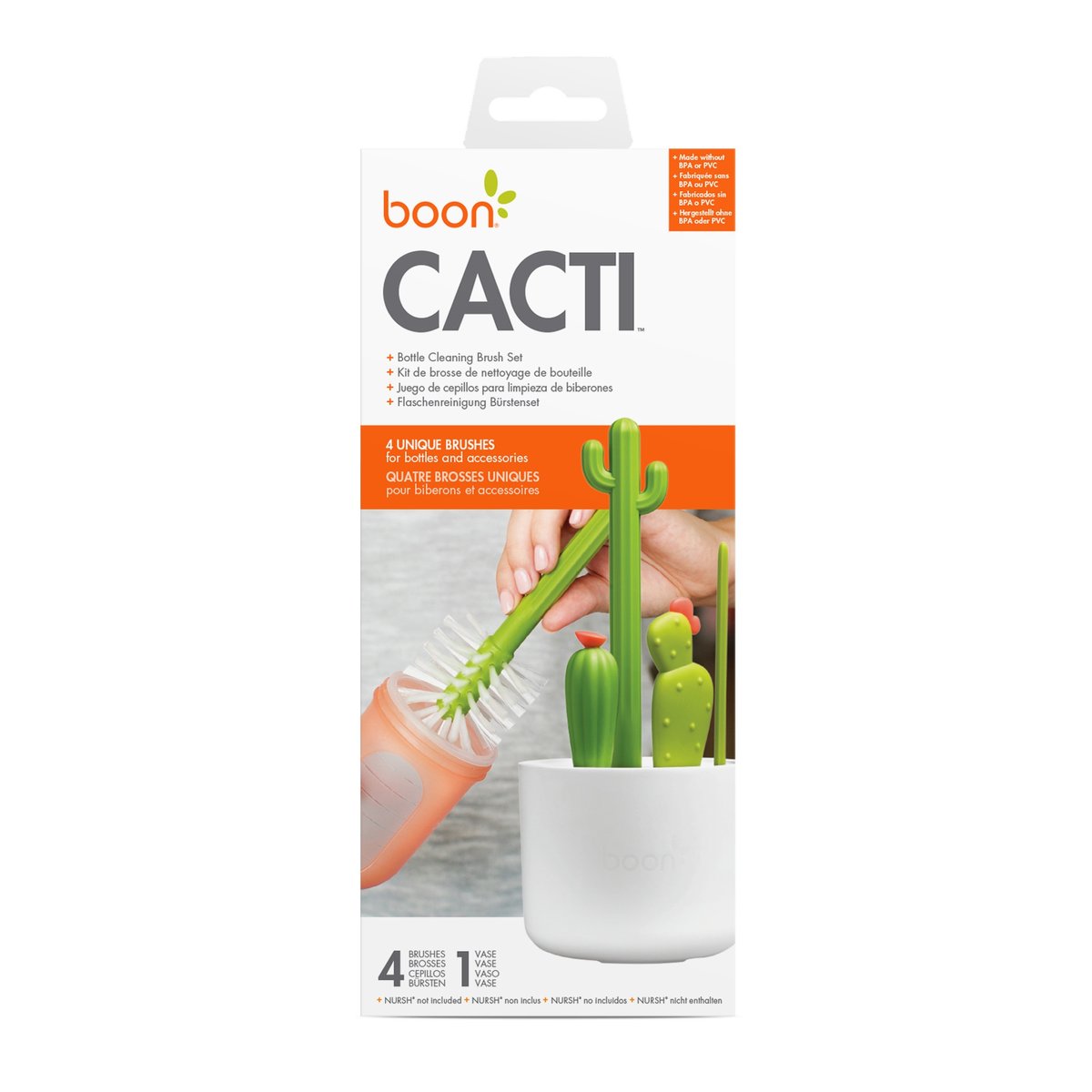 Set de 4 brosses à biberons Cactus cactus, BOON